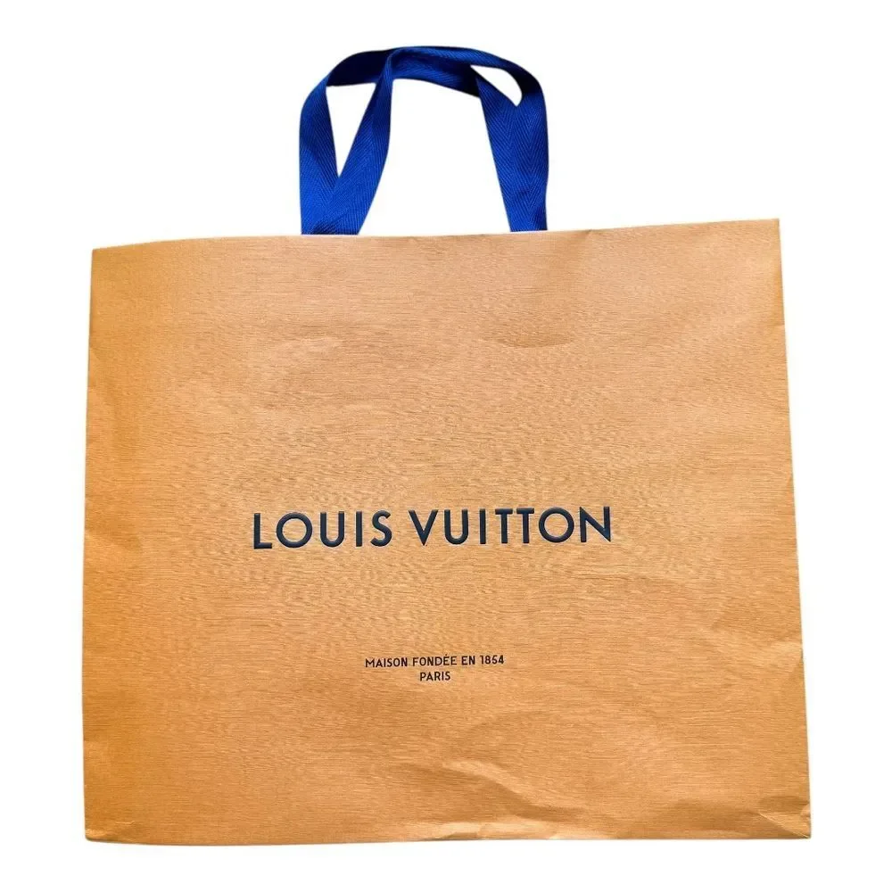 Louis Vuitton Orange Blue Handle Logo Minimalist Modern Shopping Bag 13